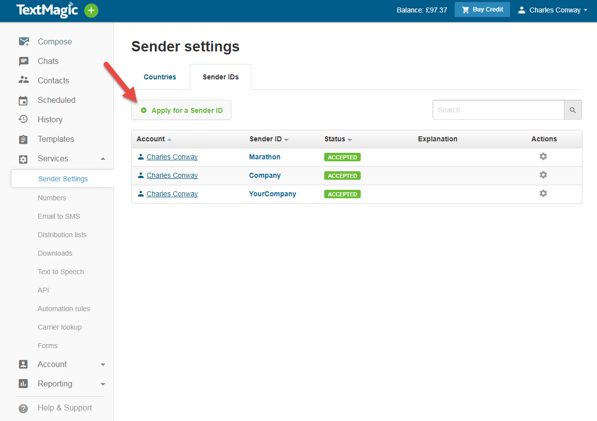 Understanding the Sender Settings TextMagic
