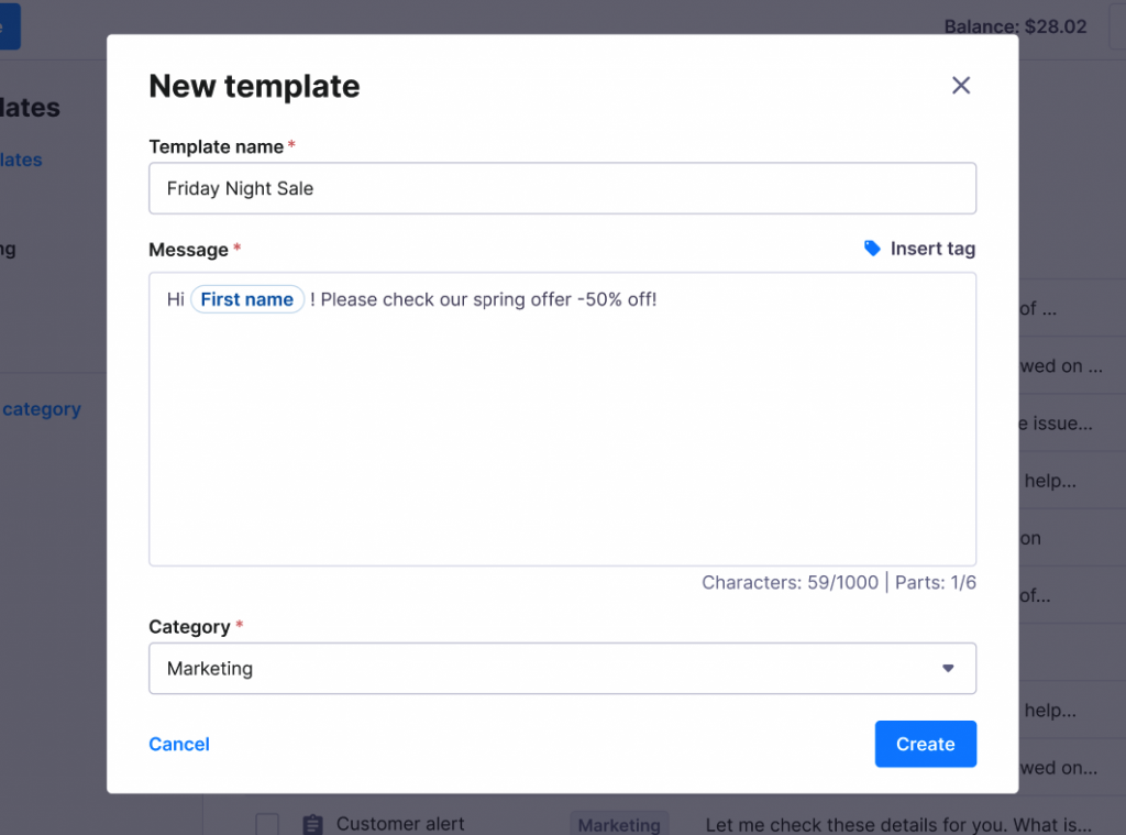 Save time with text message Templates | Textmagic