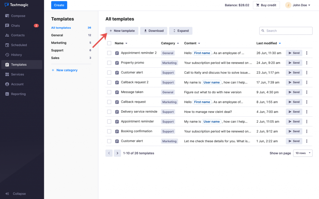 Save time with text message Templates | Textmagic