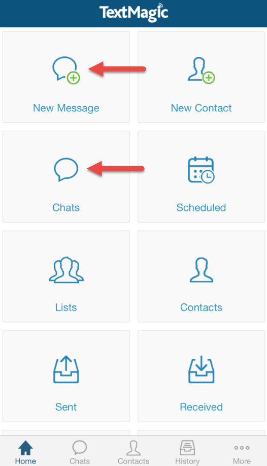 Textmagic send a new message via Textmagic mobile app
