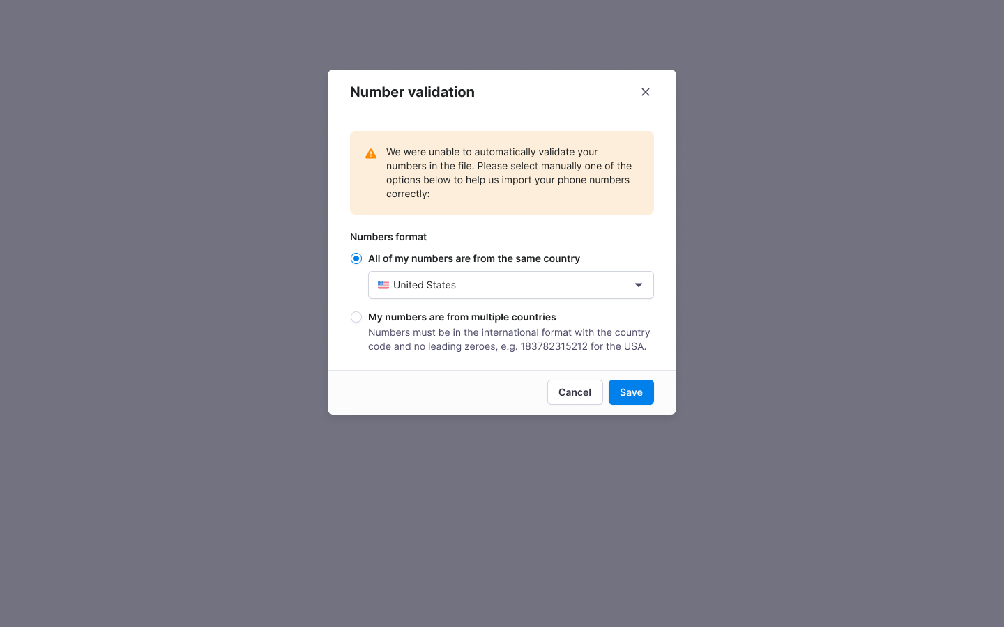Textmagic select the country for the carrier lookup