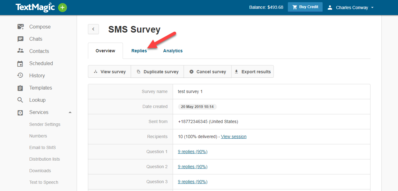 SMS Survey details 
