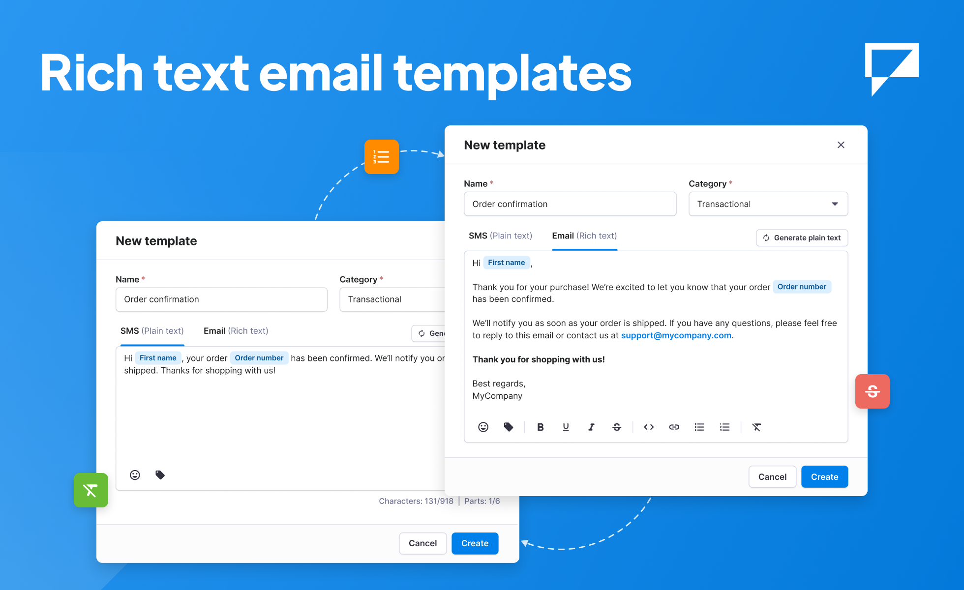 Introducing rich text email templates | Textmagic