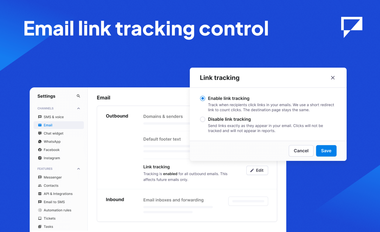 Control link tracking for email campaigns | Textmagic