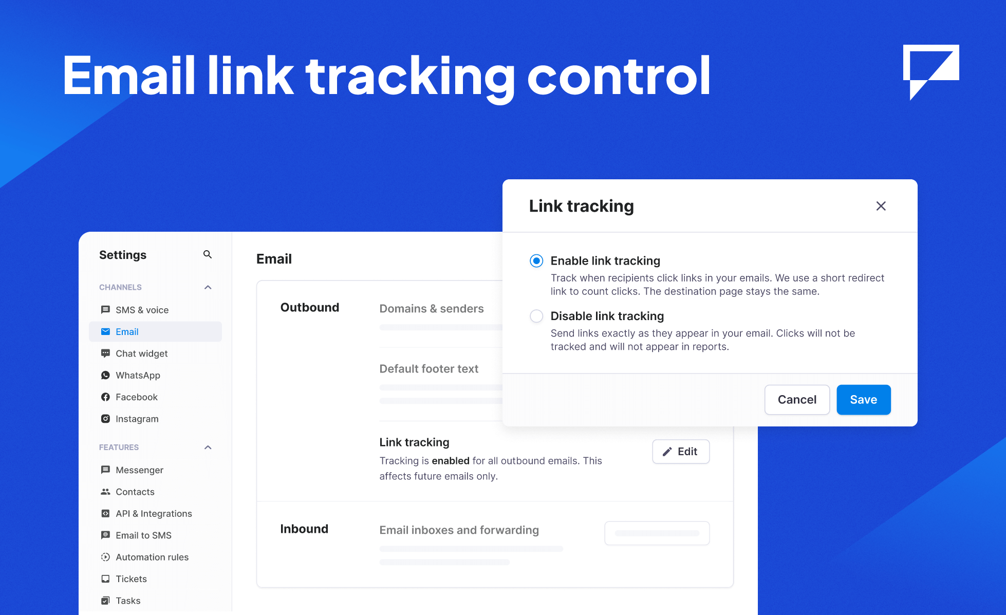 Control link tracking for email campaigns | Textmagic